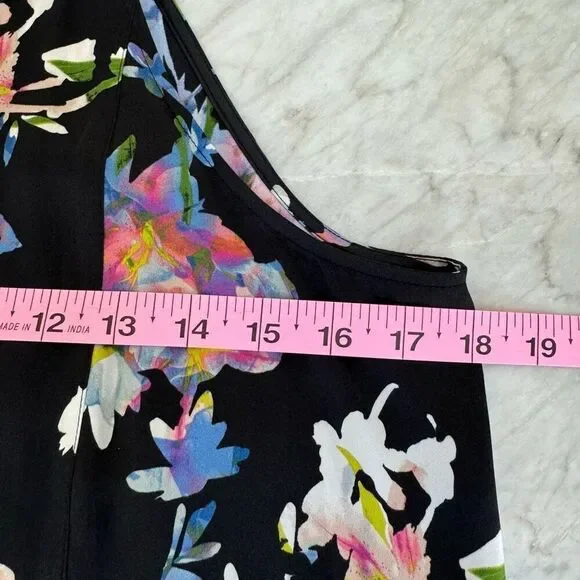 Go Silk Go Draped Over Halter tank blouse washable silk floral blouse size XS